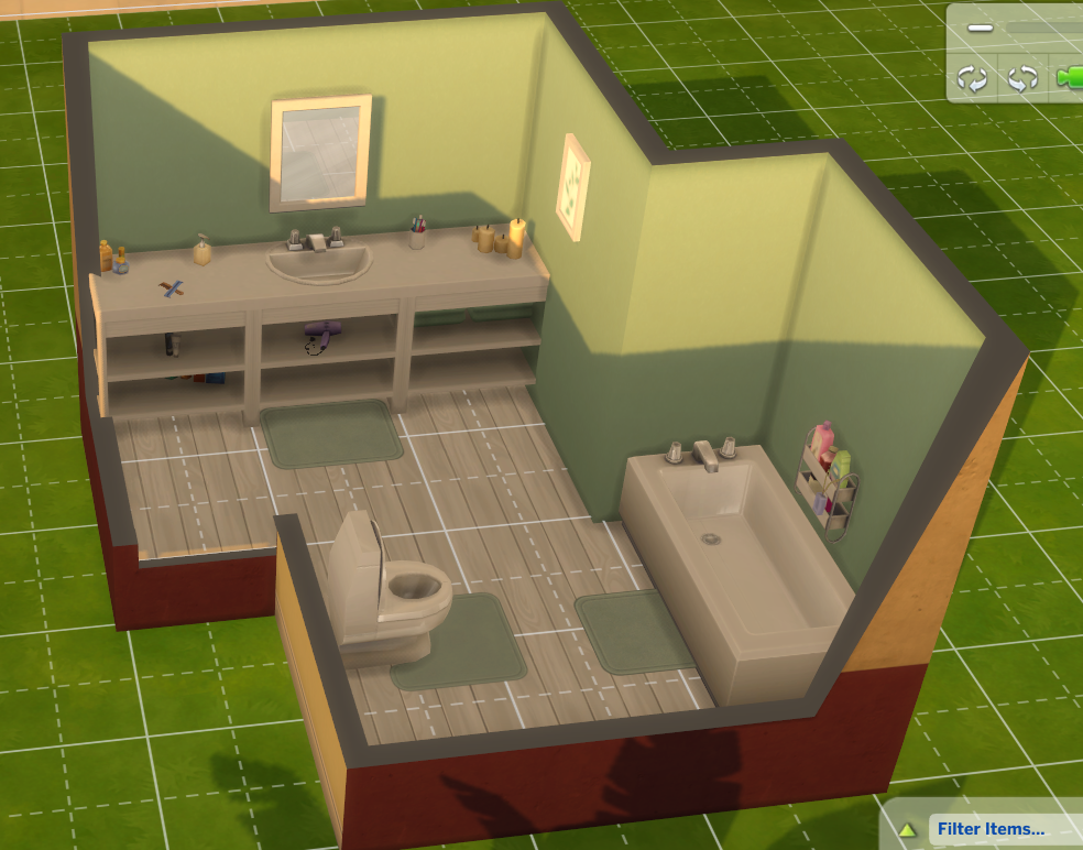 Small Green Bathroom (with some clutter)