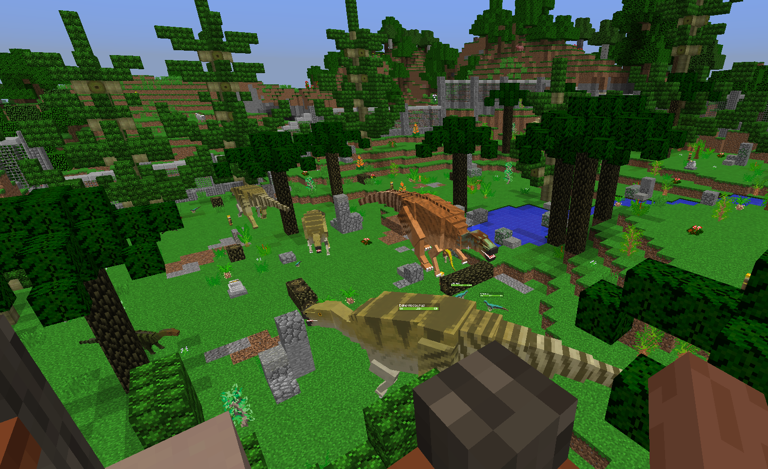Thumbnail In my survival world, this was my very first encloser. I am standing on a perch I like to call the "Parasaur Plateau."