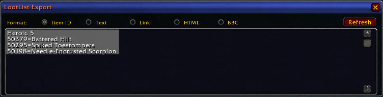 <p>This is the list export display.</p>