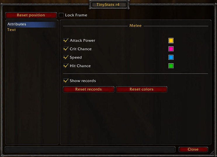 <p>Stats for Melee
</p>