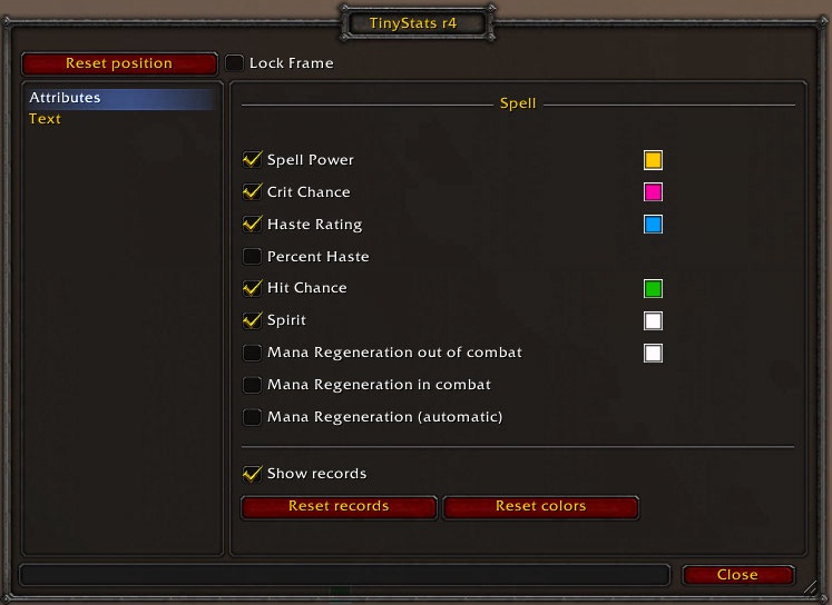 <p>Stats for Caster
</p>