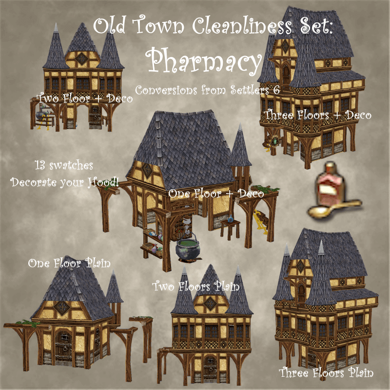 Medieval Old Town Hood Deco Houses - Pharmacy Set