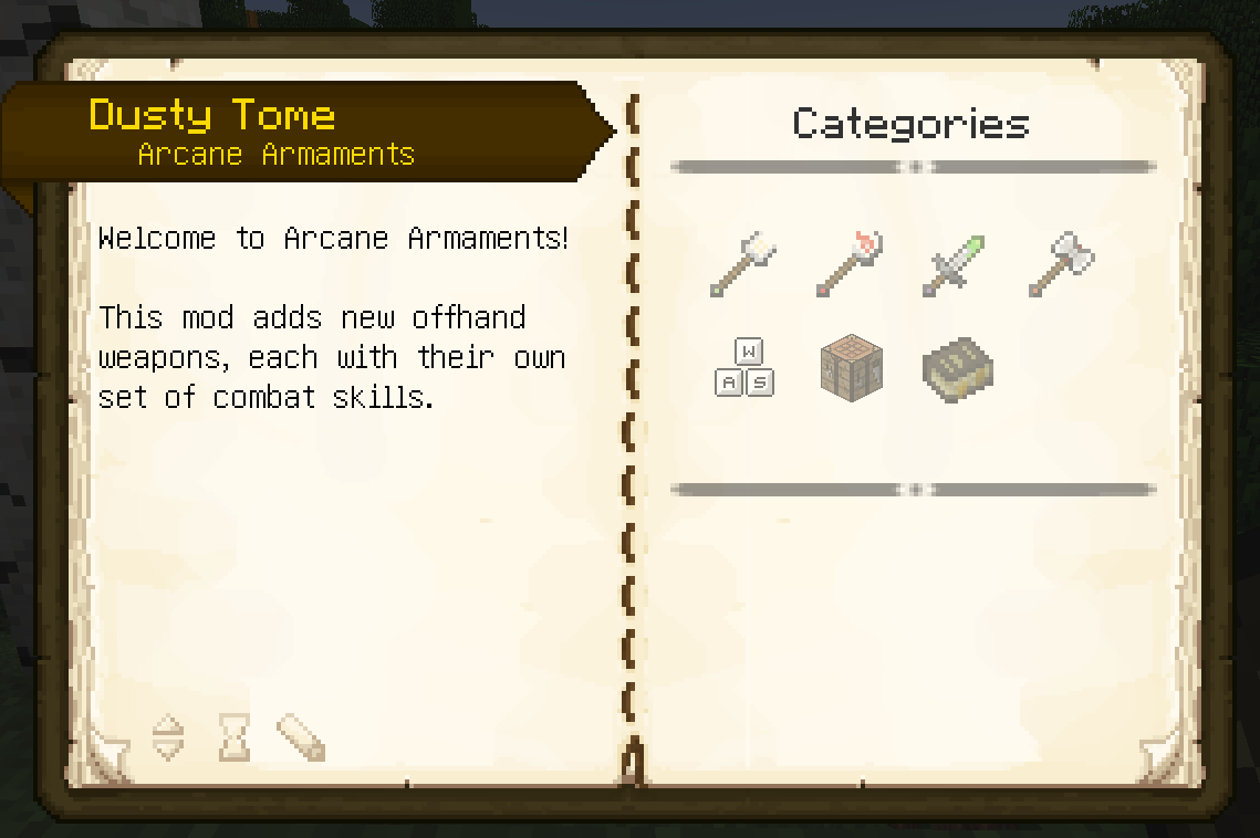 Learn how to craft each offhand weapon, unlock new skills, and the default key bindings.