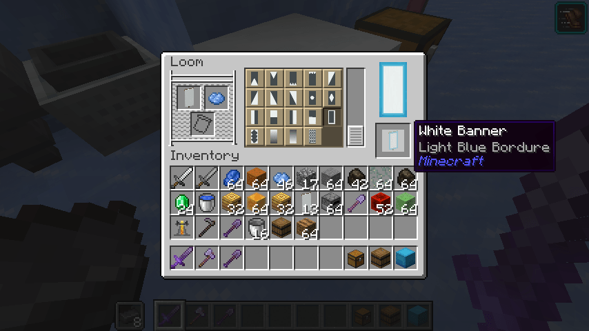 Thumbnail The loom screen, modified to fit one more column of patterns inside, as well as taking advantage of the extra space in order to feel less cramped. The output slot has been fixed on Minecraft 1.20.1 as well.