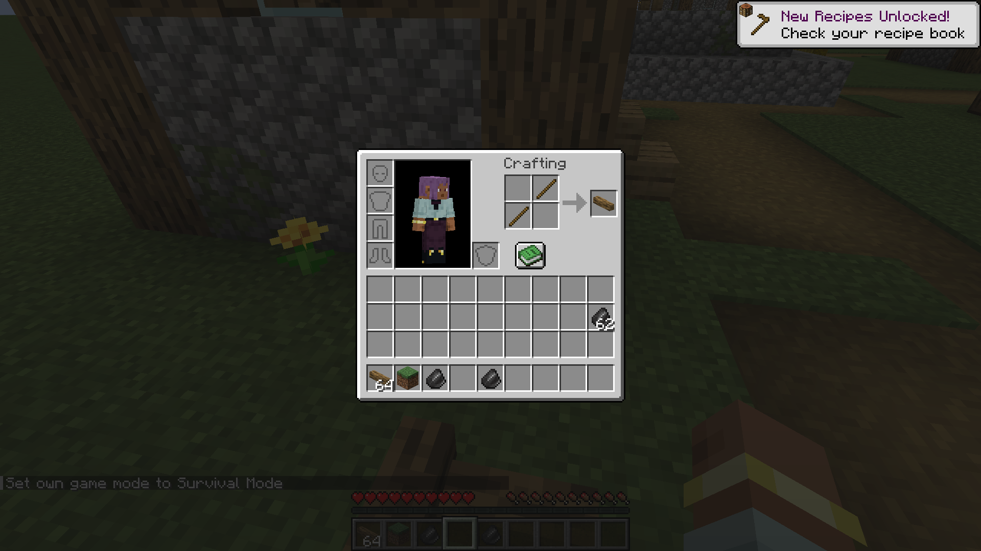 A shapeless, 2 item crafting, perfect for not needing crafting tables!