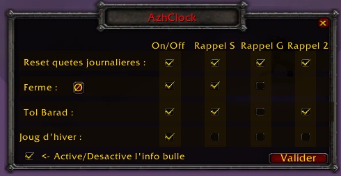 Frame de configuration des horloges et des rappels.
<br/>
<br/>--
<br/>
<br/>Configuration's frame for clock and reminder.