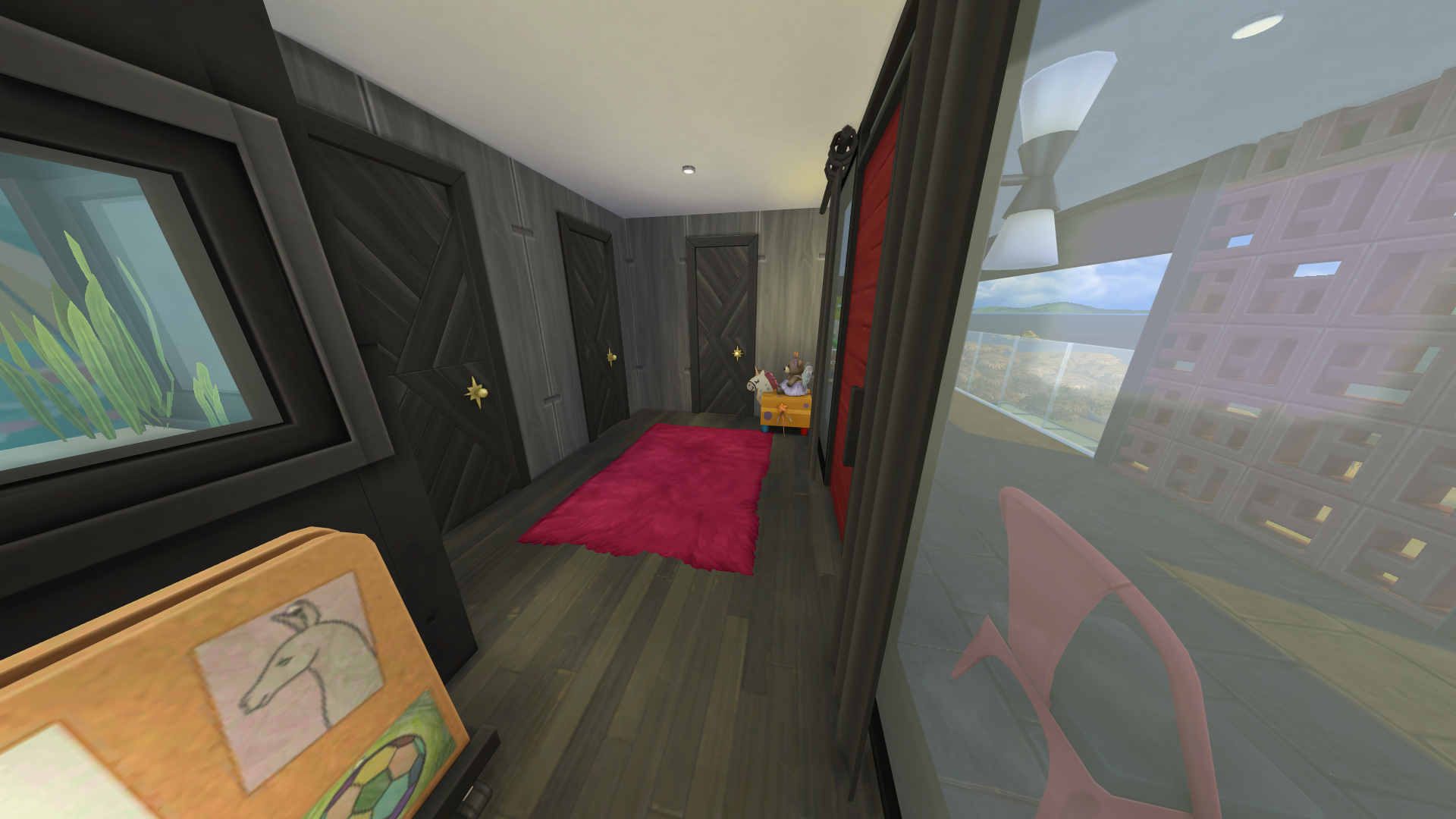 Thumbnail The first floor hall gives access to the first floor balcony, 3 bedrooms, and a groovy built-in fish tank.