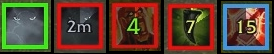 Normal: Green border
Vanish CD: Red border
Spell DoT & Clock CD: Red border
Physical Dot : Red border
Spell DoT: Blue border & red flash