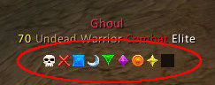 <p>In this screenshot, the SimpleMarker frame is positioned and locked just under the target frame from my HUD. The target information is not part of SimpleMarker, but by positioning the marking buttons close to the unit frame, it is convenient to use.
...
