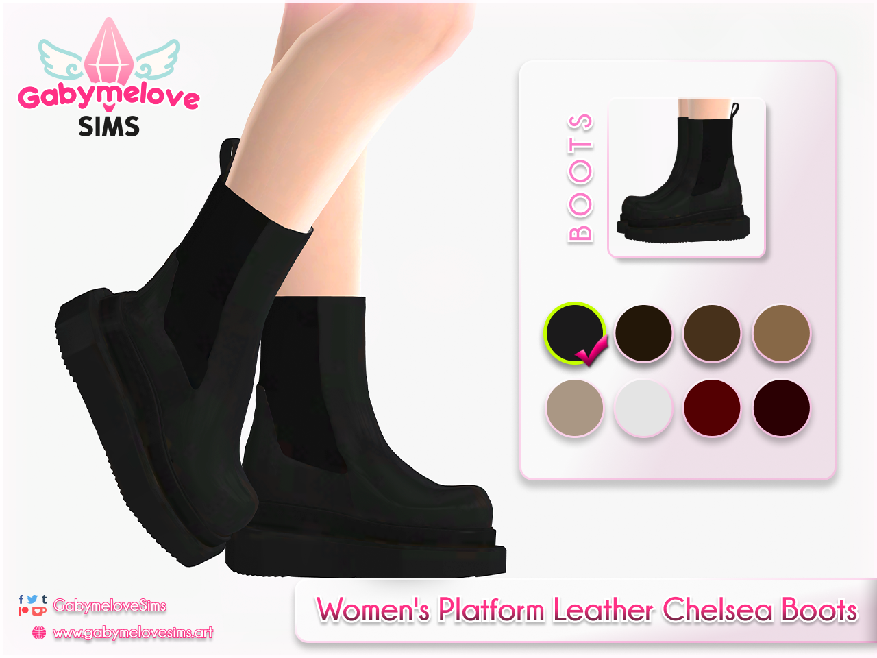 Women's Platform Leather Chelsea Boots - The Sims 4 Create a Sim ...