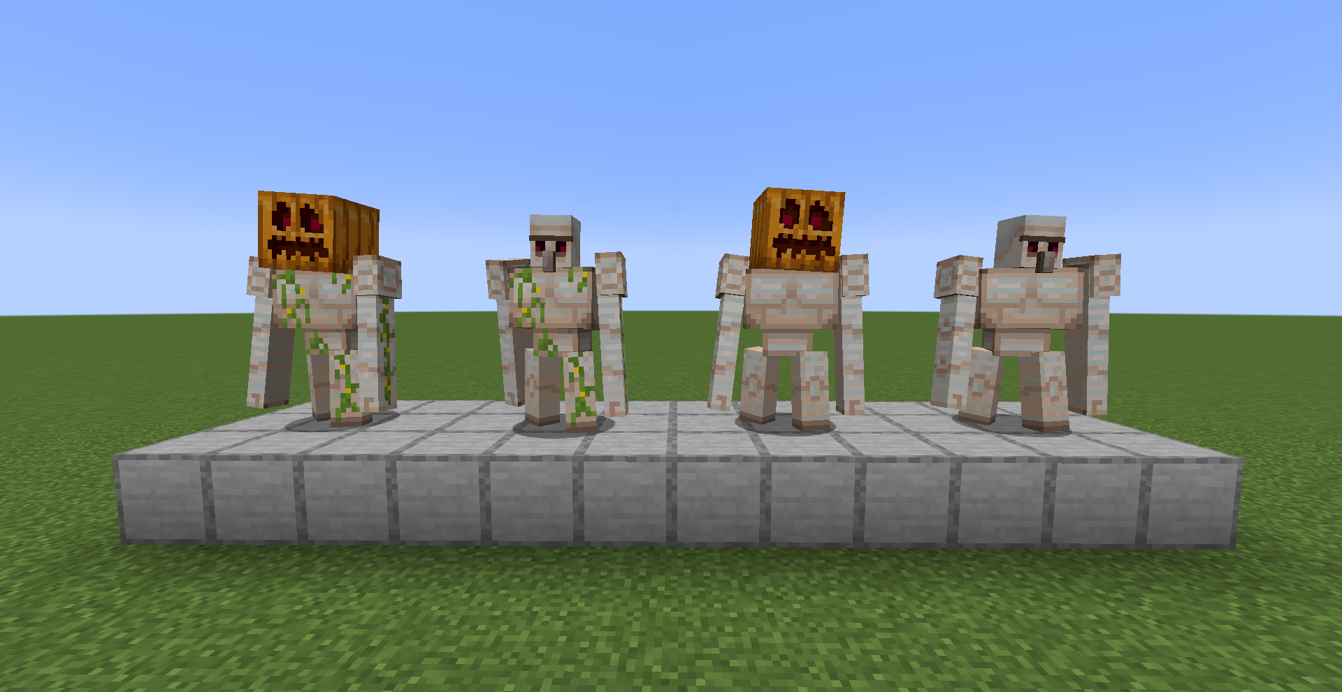 Fresh Normal, Player Created, and Sheared Golems