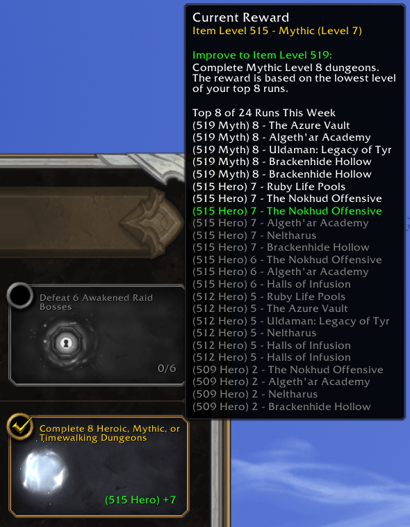 Weekly run history in tooltip