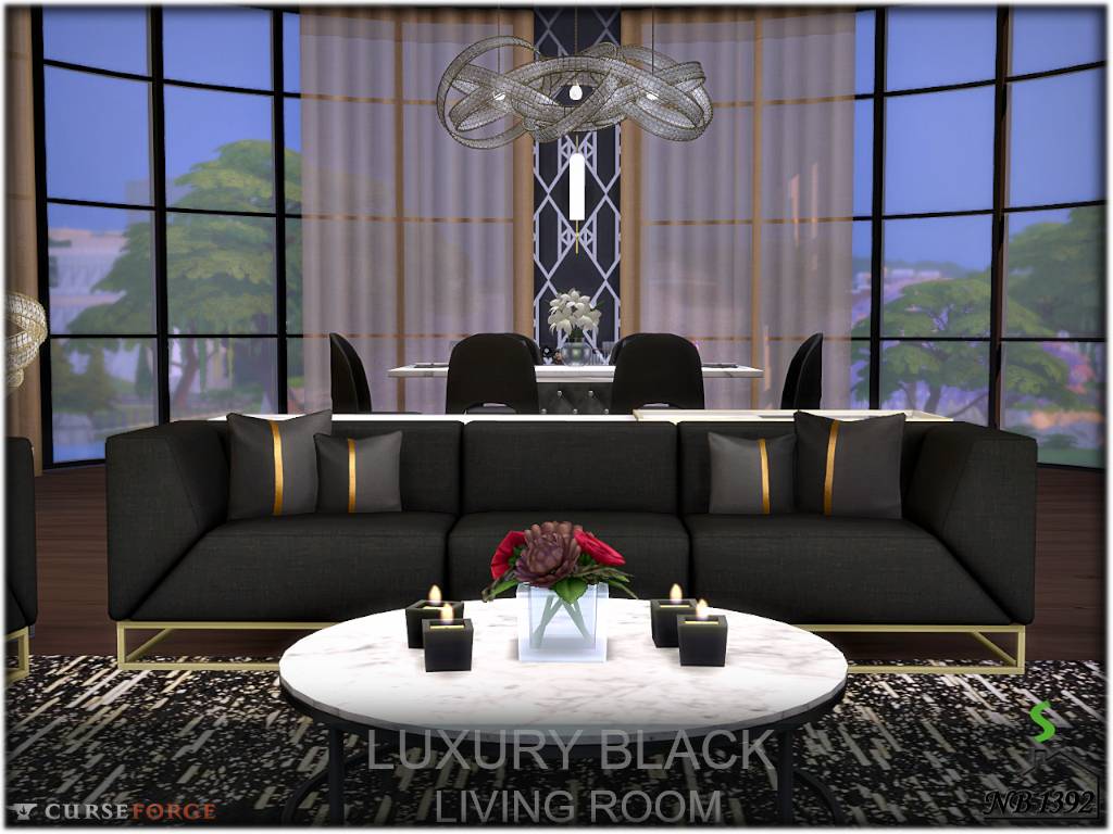 Luxury Black Living Room - Screenshots - The Sims 4 Rooms / Lots