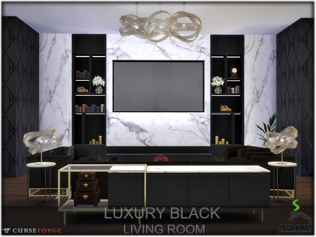 Luxury Black Living Room - Screenshots - The Sims 4 Rooms / Lots