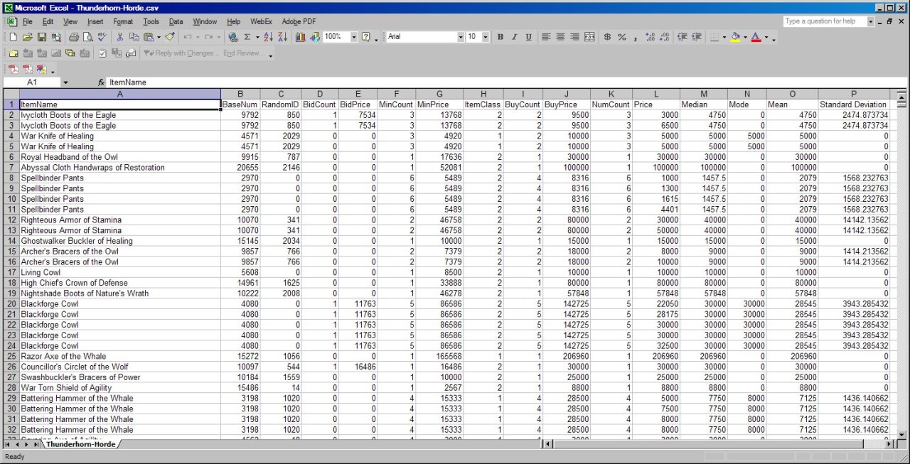 <p>Exported Excel Spreadsheet</p>