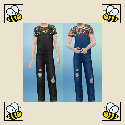 Child overalls with patterned tees - Screenshots - The Sims 4 Create a ...