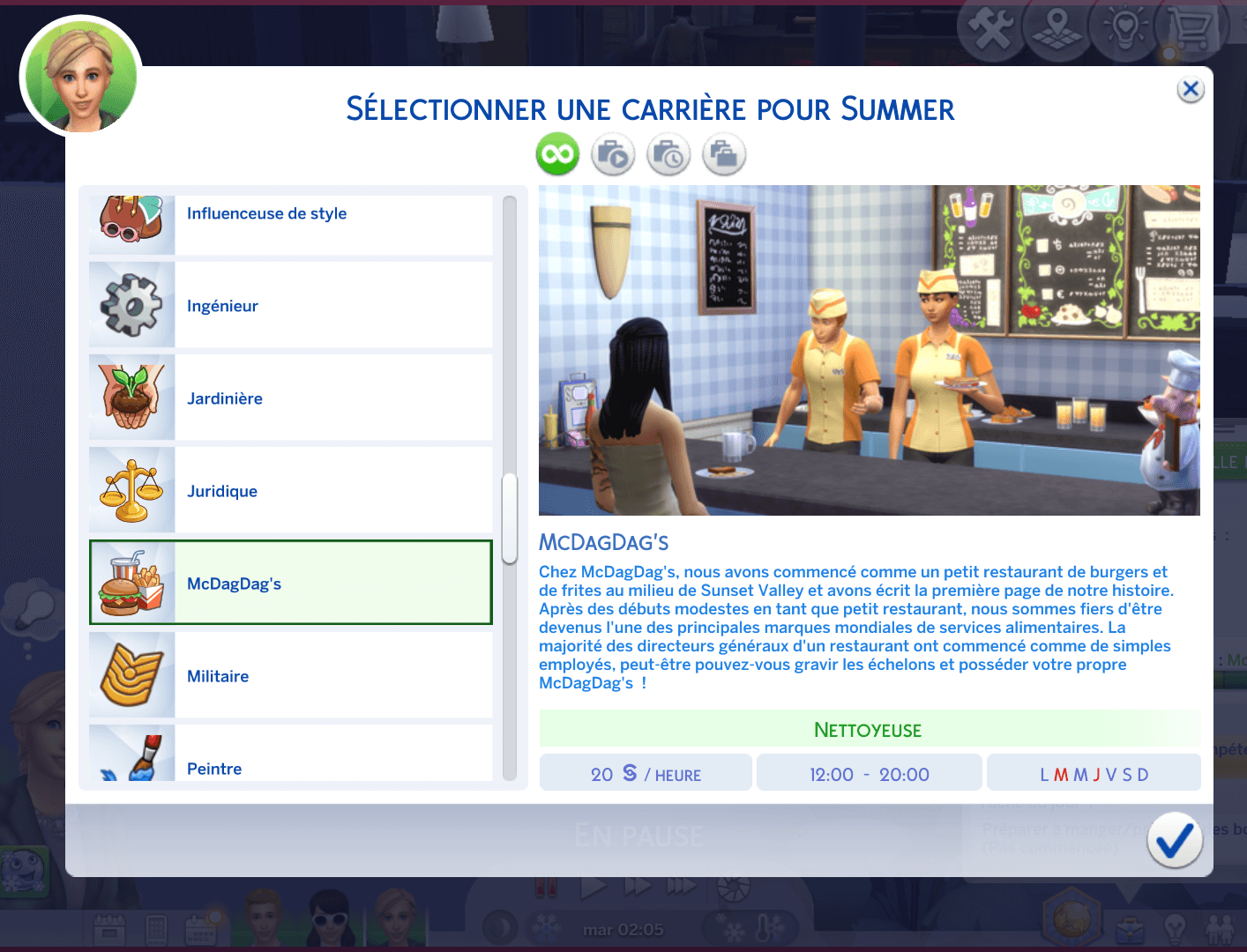 Carrière Fast-Food (temps plein) en français - Screenshots - The Sims 4 ...