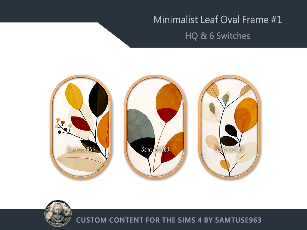 HQ Minimalist Leaf Oval Frame #1 Sellable Samtuse963