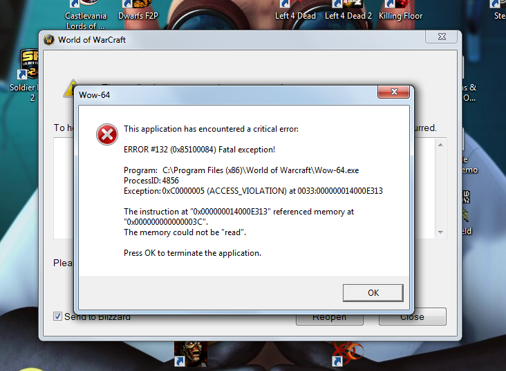 Error 132 0x85100084 fatal. Error 132 0x85100084 fatal