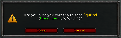 <p>The release pet dialog</p>