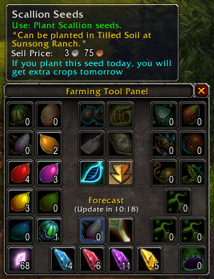 <p>The farm tool panel</p>