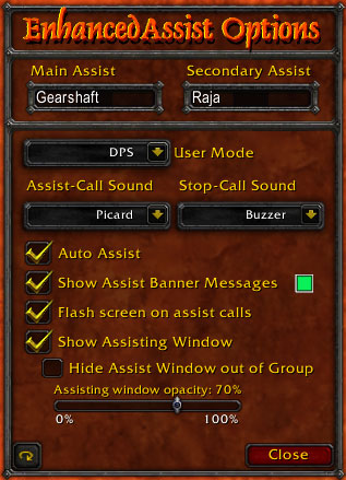 <p>Options Window</p>