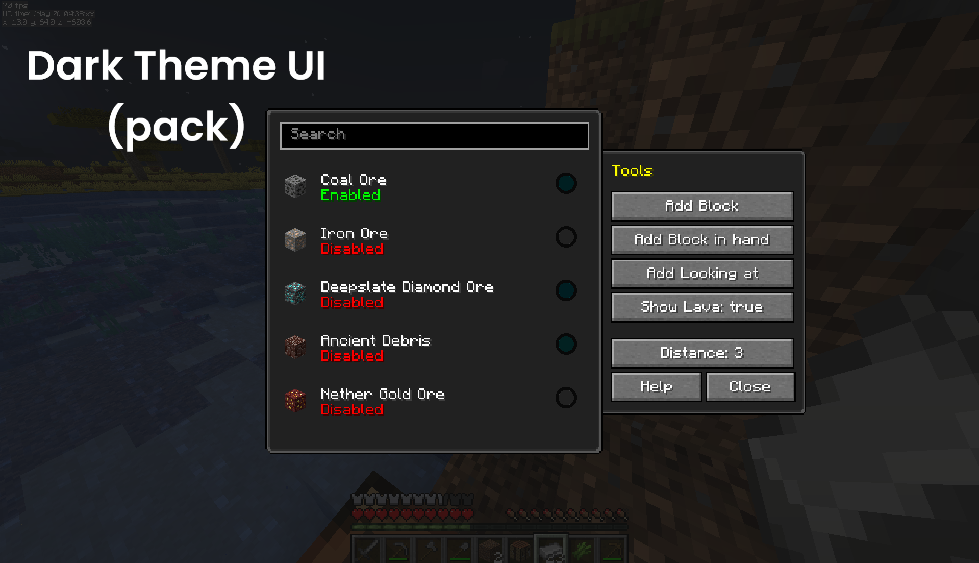 Dark Mode UI (resource pack)