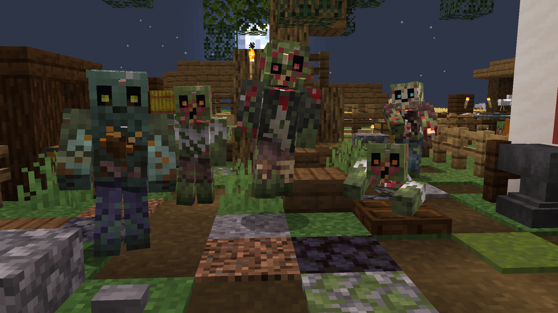 Regular zombie types and a baby zombie