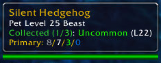 <p>The tooltip addition works with other pet addons, such as BattlePetCount.</p>