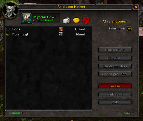 <p>The frame used by the master looter.</p>