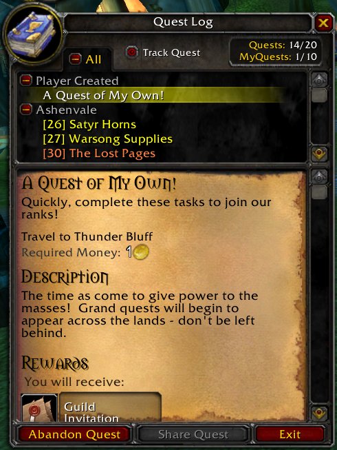 <p>Quest Log Integration</p>
