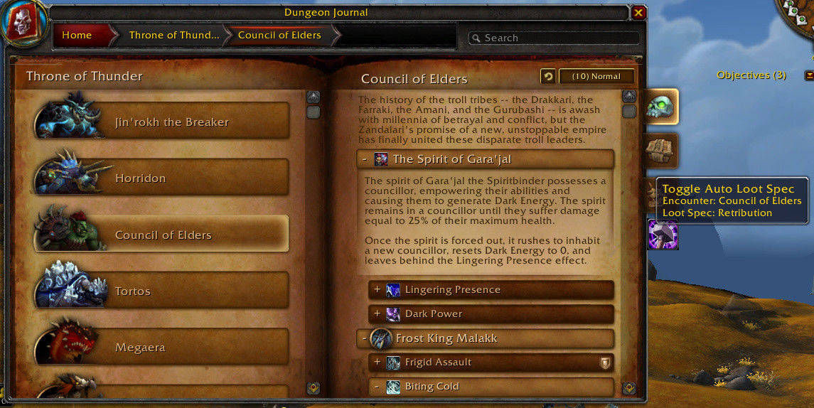 <p>Click the auto loot spec button to cycle through all specialization options and pick the one to use for this boss.</p>