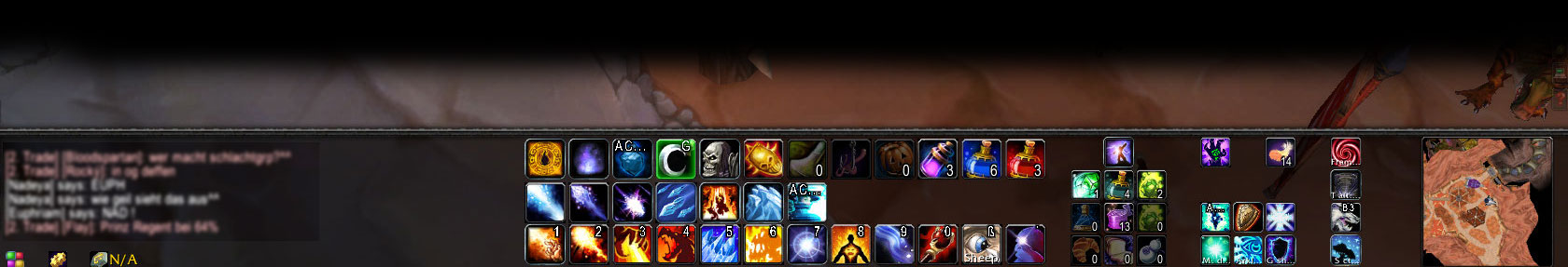 <p>BottomBar r81020 with Bartender4, FuBar and simpleMinimap on WoW v3.0.2 (full resolution)</p>