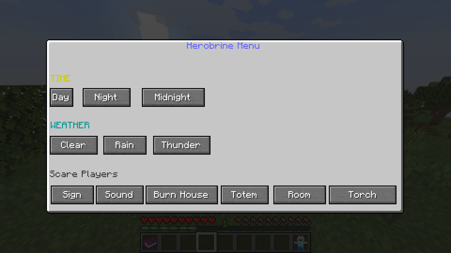 "Herobrine eyes" changed with "Herobrine Menu"