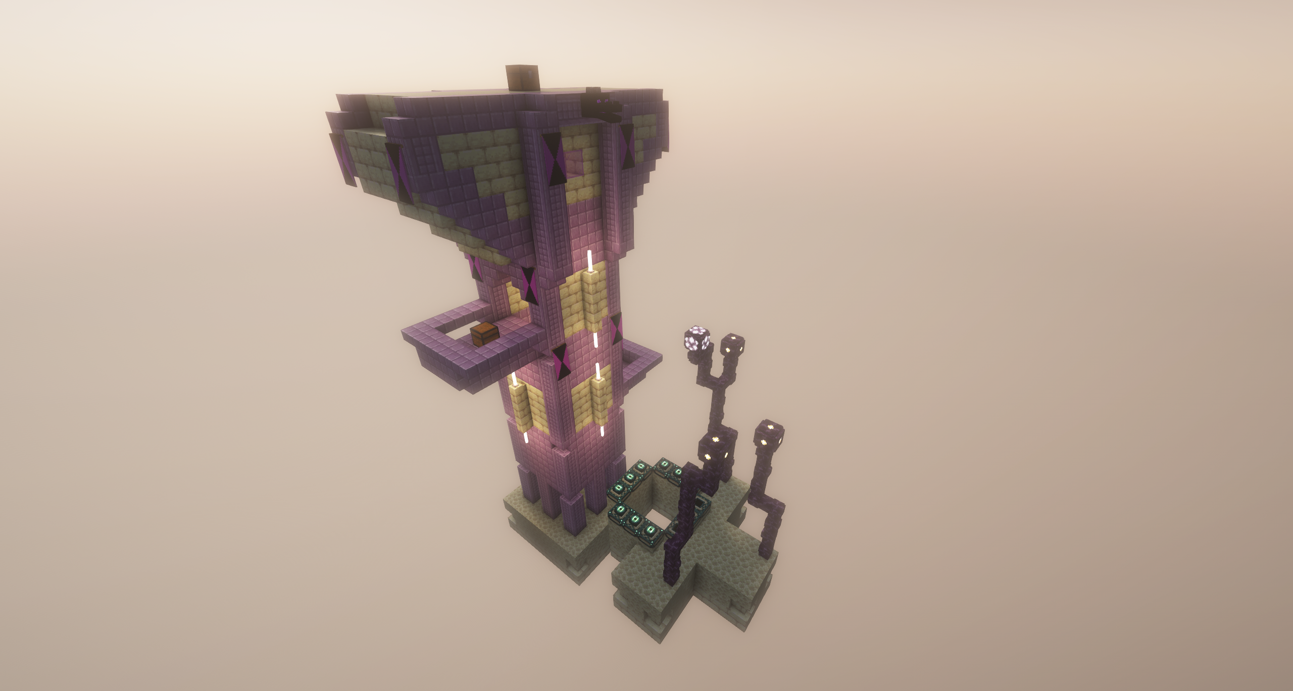 Thumbnail the end island, includes lots of great hidden loot with parkour in its tower, with an incomplete end portal frame for you to fill.