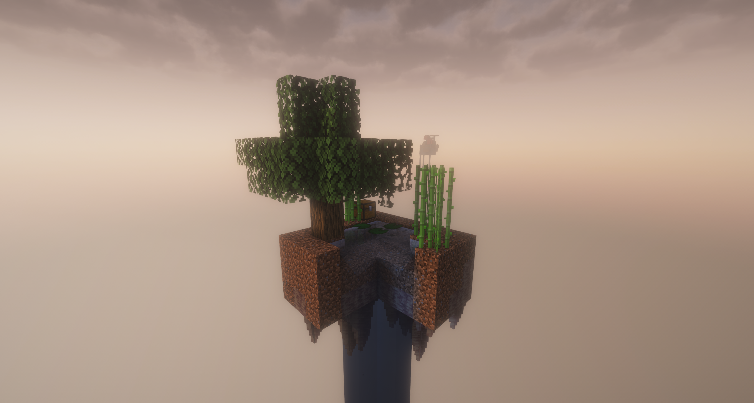 Thumbnail With frog spawn, sugar cane, water, lilypads and a tree with some dirt and dripstone below.