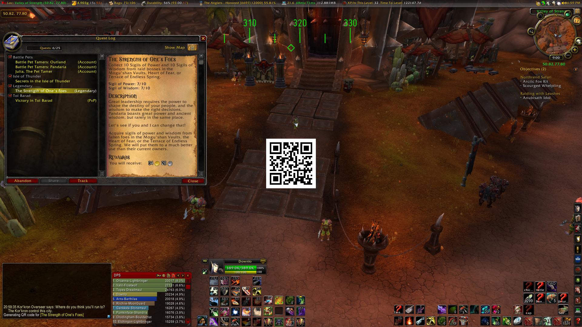 <p>Showing the generation of a QR Code for a quest, using the /qr command with linking the appropriate quest. </p>