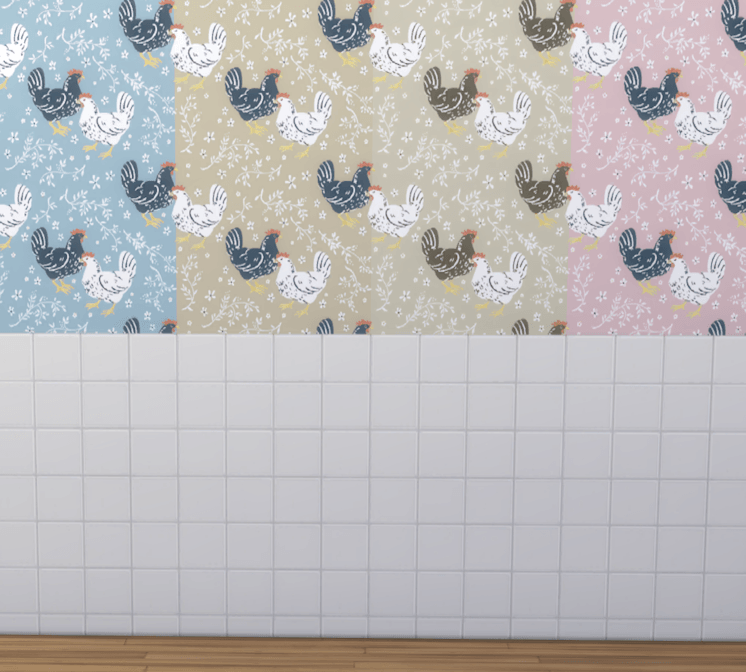 same chicken wallpapers with half-tile in white
