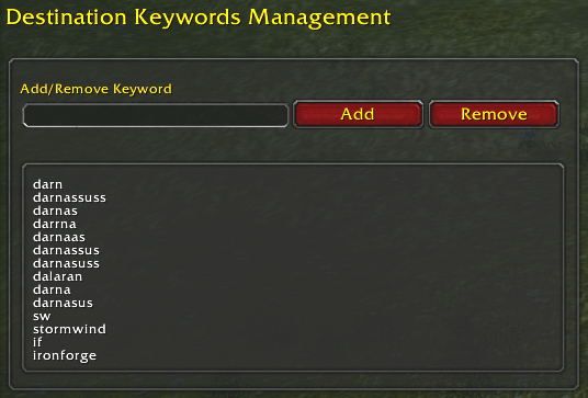 Destination Keywords