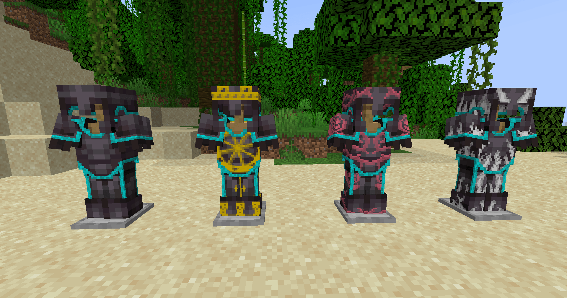 Thumbnail Diamond Plated Netherite Armor, gilded in nothing, yellow, rose, and white gold