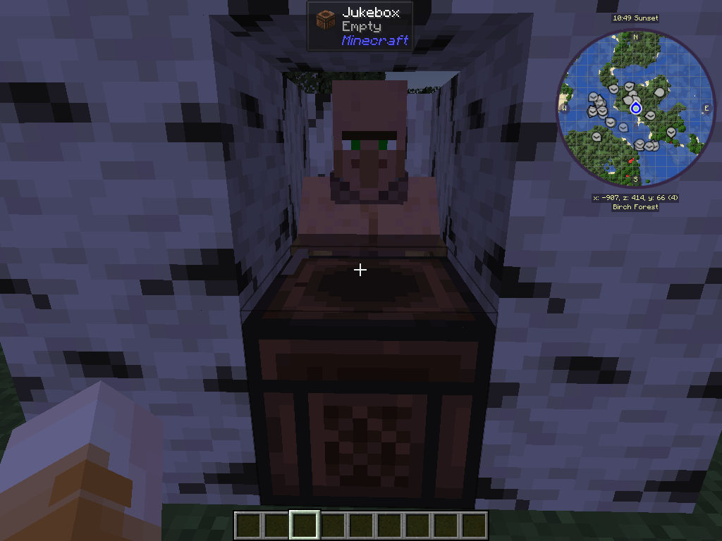 Get the villager with a jukebox as a job block