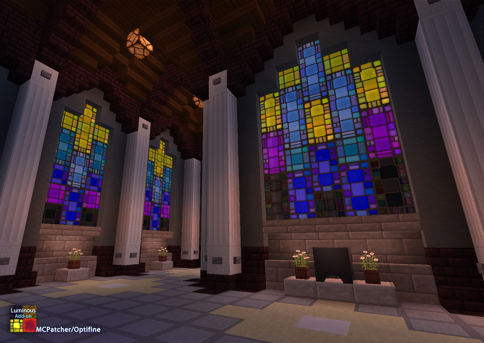 What is the title of this picture ? CRMla: Church Minecraft Stained Glass Designs