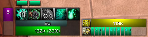 <ul><li>Left is the shuffle bar
</li><li>Next to it the main frame with the 5 spells
</li><li>Above the main frame, the chi indicator
</li><li>Next to the main frame, the guard and elusive brew frame
</li></ul>
<p><strong>Main frame</strong></p>
<ul><li...