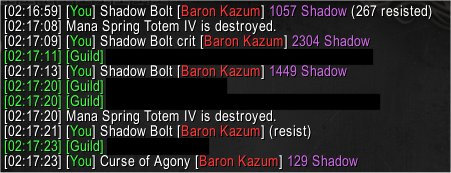<p>Yule example combat messages.</p>