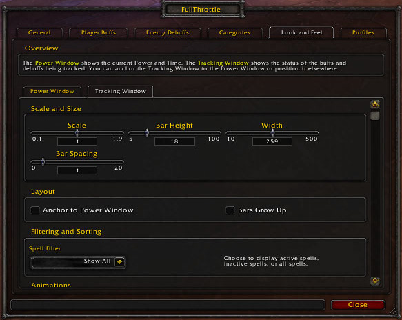 <p>Config: Look and Feel (Tracking Window)</p>