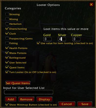<p>Screen of the Options of looter ingame.
</p>
