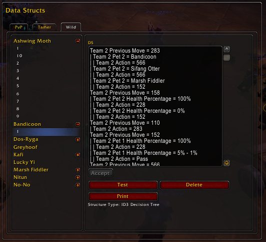 <p>This is the interface for viewing saved analysis of pet battles.</p>