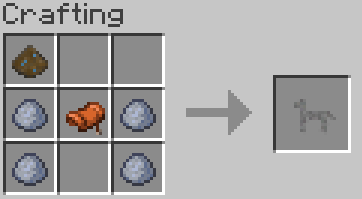 Thumbnail Crafting recipe to create a Little Horse using Clay Balls, a Tiny Pile of Soul Sand, and a Saddle