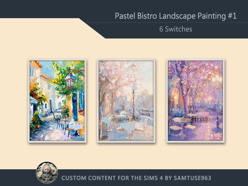 
Pastel Bistro Landscape Painting #1 Sellable Extra A Samtuse963