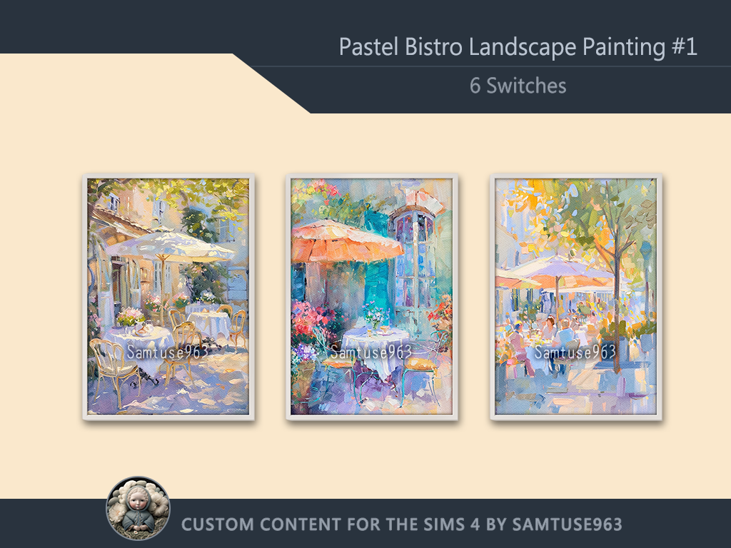 
Pastel Bistro Landscape Painting #1 Sellable Extra A Samtuse963